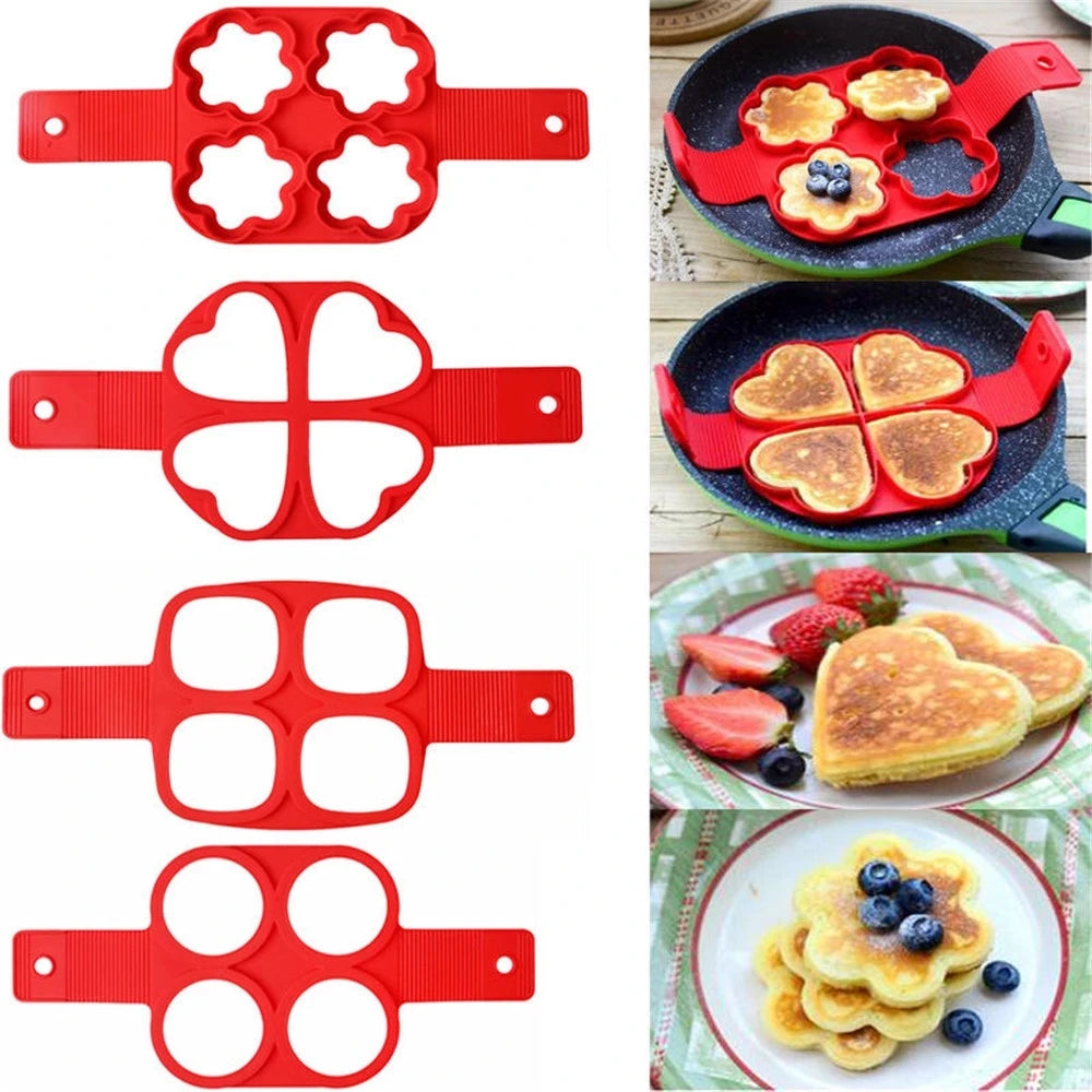 Moule en Silicone Anti-adhésif pour Crêpes & Oeufs - 4 Formes