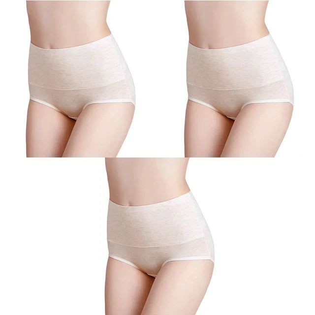 Lot de 3 Culottes Taille Haute en Coton Respirant
