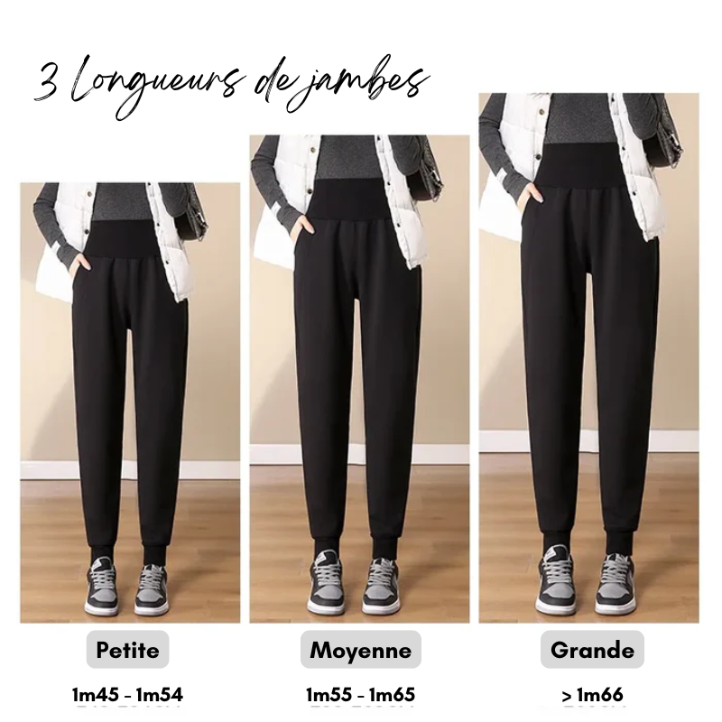 Jogging Slim à Large Taille Haute et Doublure Polaire