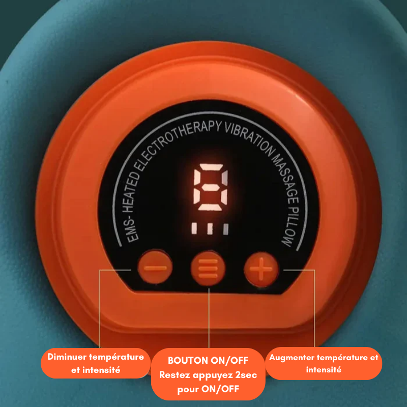 Oreiller d'acupression pour cervicales EMS - 6 Modes & Chauffant