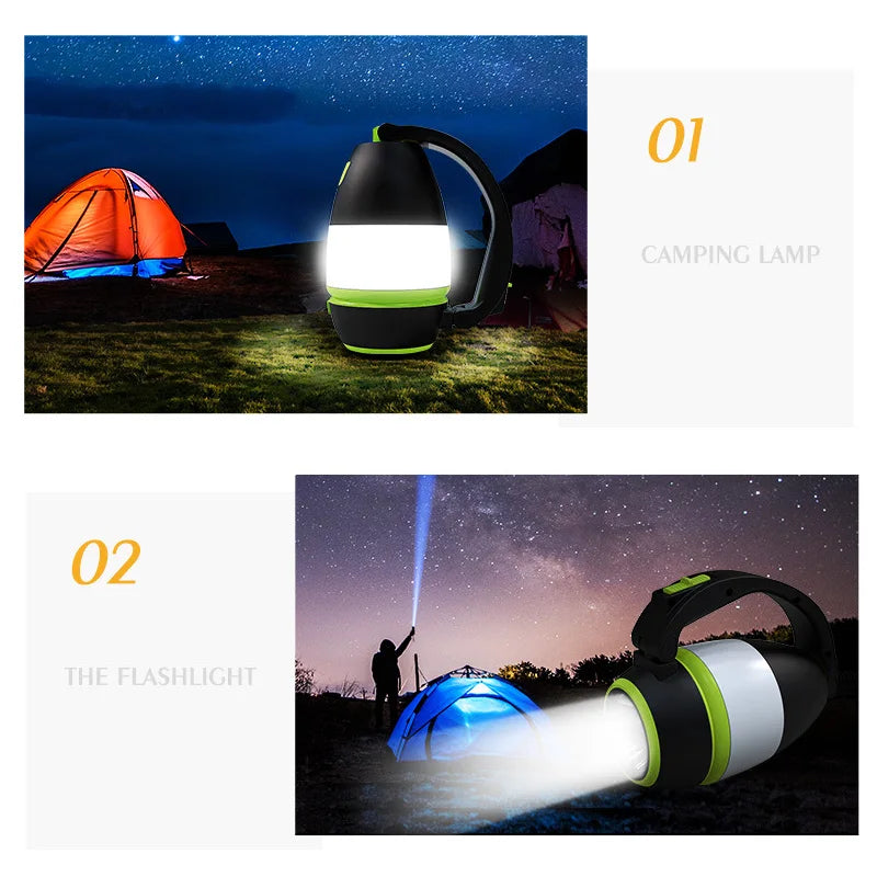 Lampe de camping multifonctions 3 en 1 à LED rechargeable