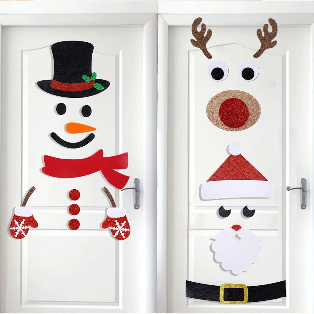 Autocollant de Noël en Feutrine pour Porte, Mur ou Fenêtre