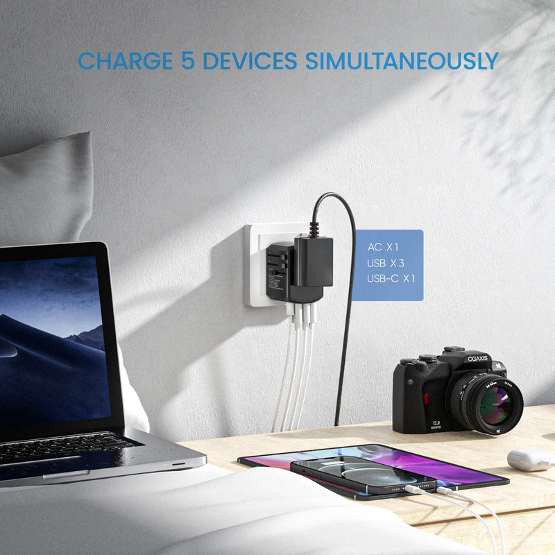 Chargeur de voyage internationnal tout en un