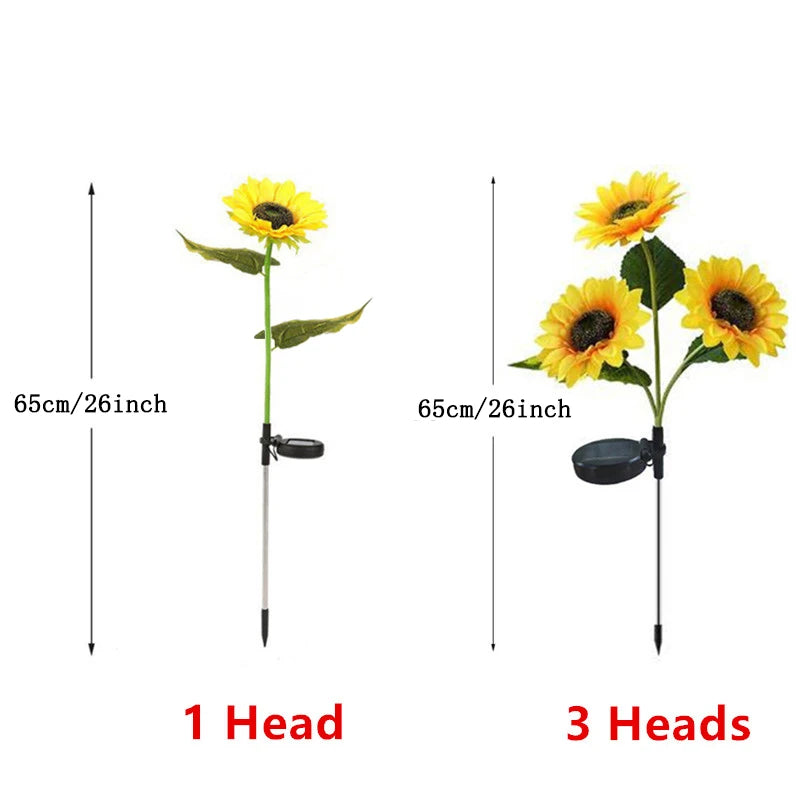 Lot de 3 Lampes Solaires LED Tournesol – Éclairage Décoratif pour Jardin, Pelouse & Cour