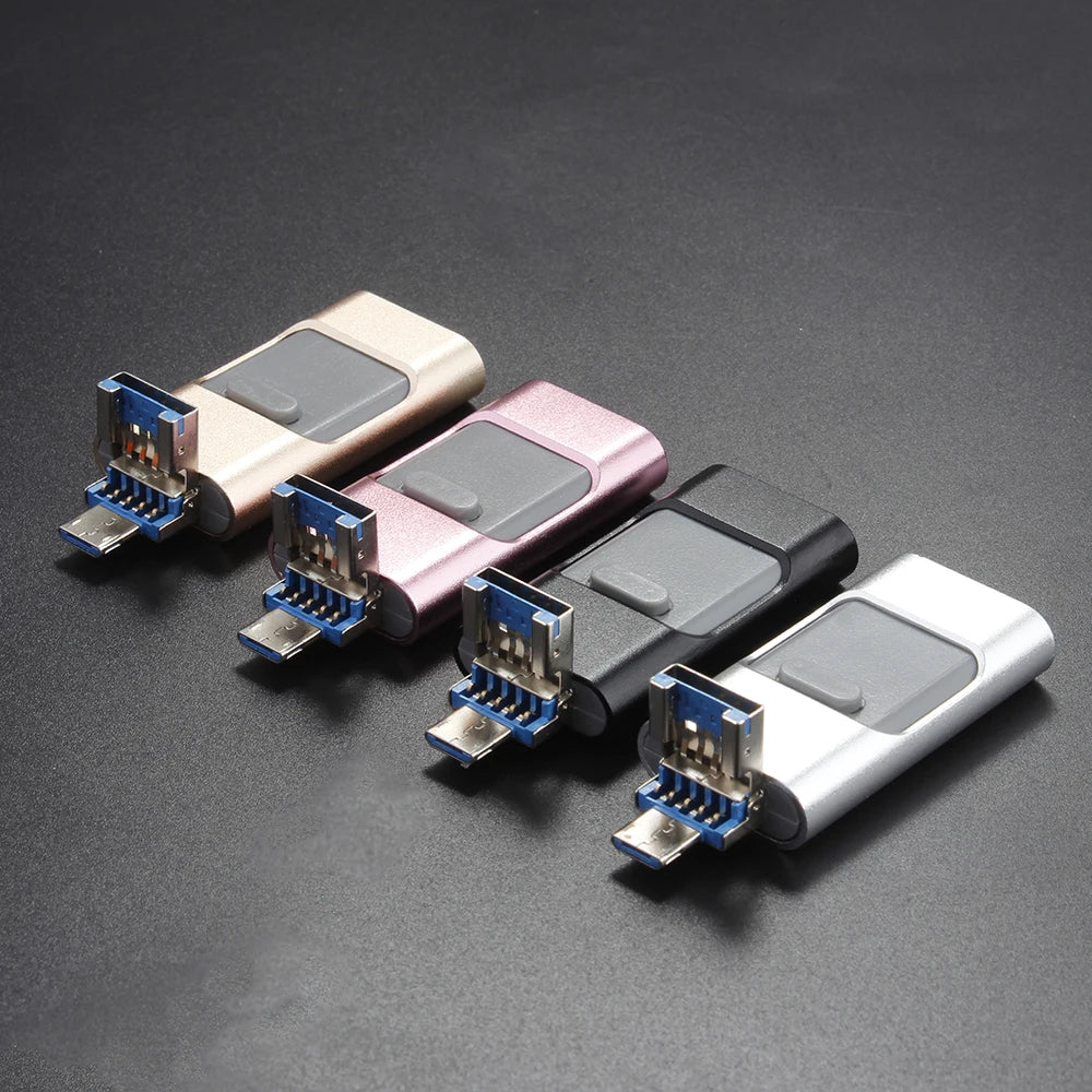 Clé USB 3-en-1 Haute Capacité iPhone & Android - Jusqu'à 256GB