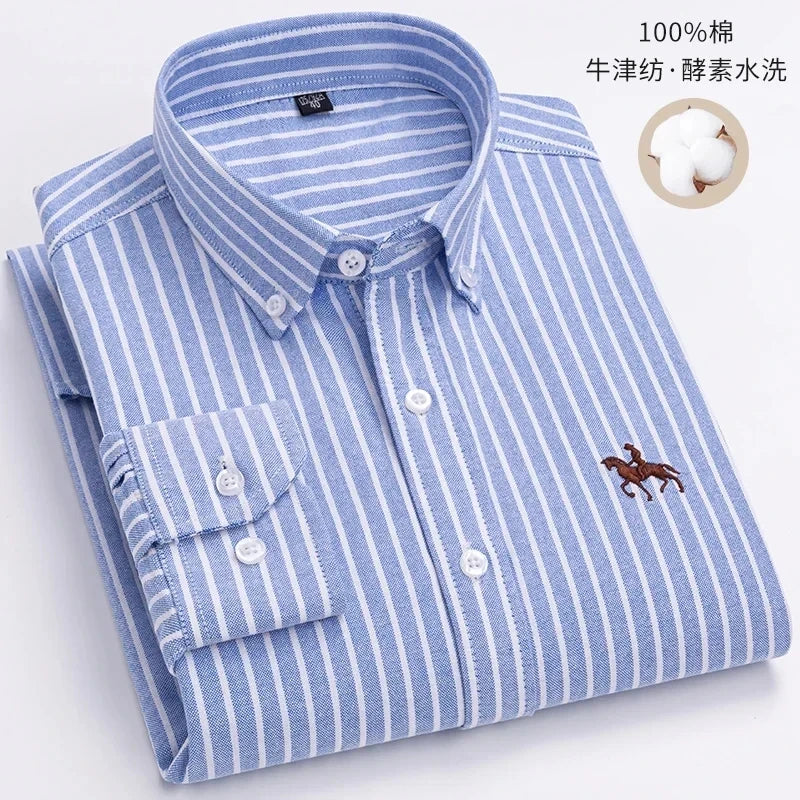 Chemise Homme Oxford Coton Rayé Classique