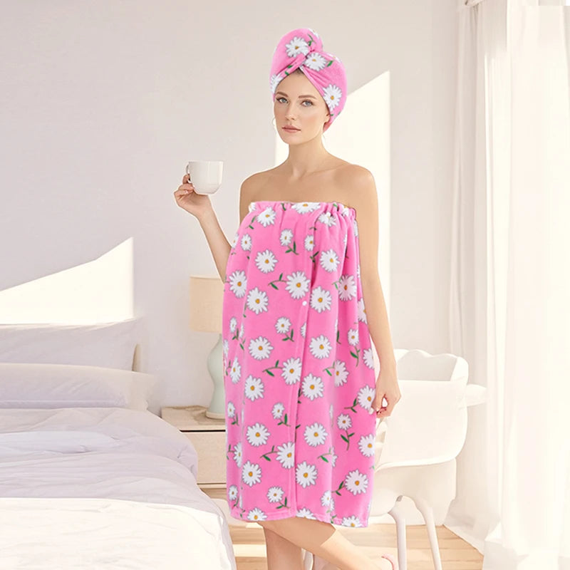 Ensemble 2PCS de Bain - Serviette & Turban en Microfibre ULTRA Absorbande