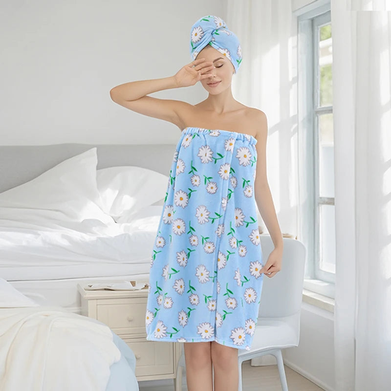 Ensemble 2PCS de Bain - Serviette & Turban en Microfibre ULTRA Absorbande