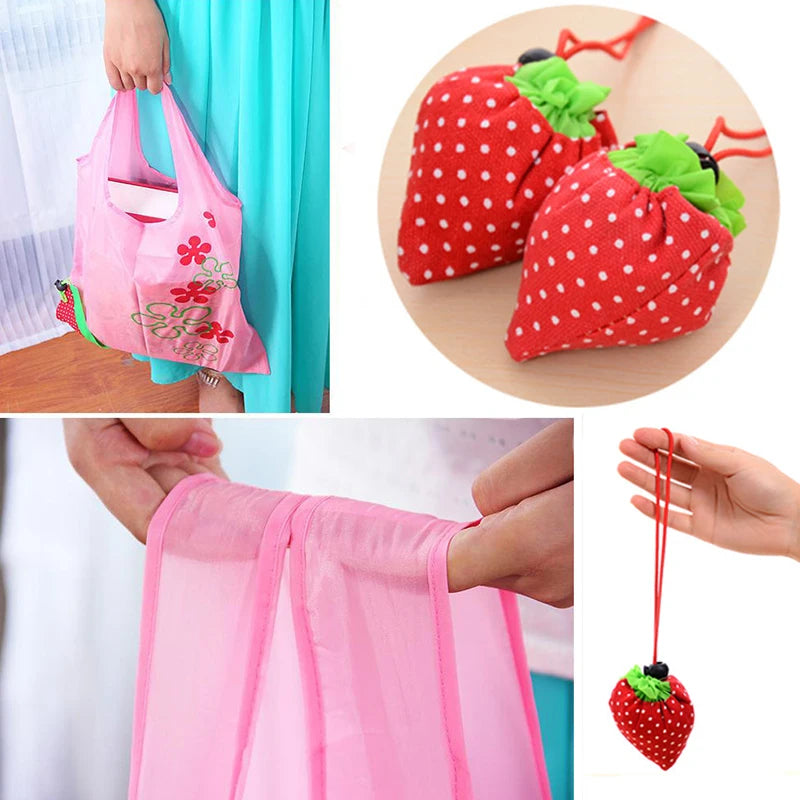 STRAWBY - Sac de Course Réutilisable & Pliable en Fraise - 1 ACHETÉ = 1 OFFERT