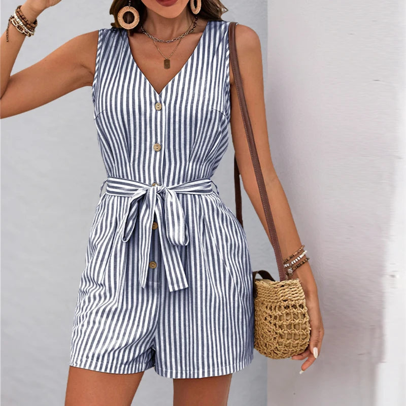 Combi-Short Rayé Élégant Été Bohème