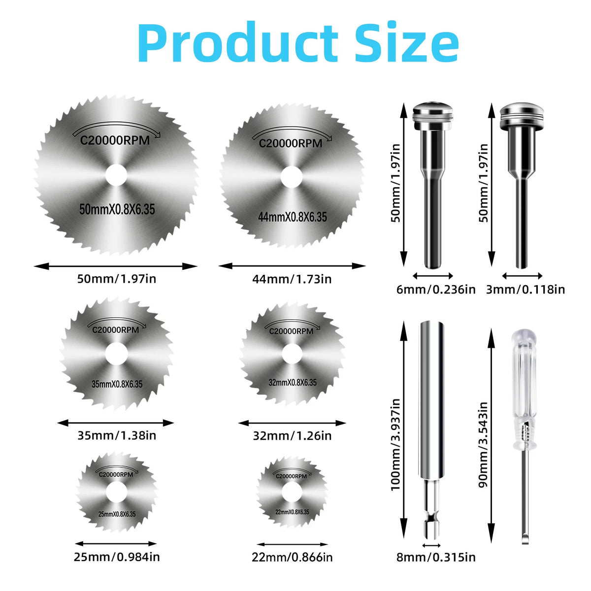 Kit Complet de Lames de Scie HSS avec Tige Hexagonale 1/4" – Disques de Coupe pour Métal, Bois & Plastique