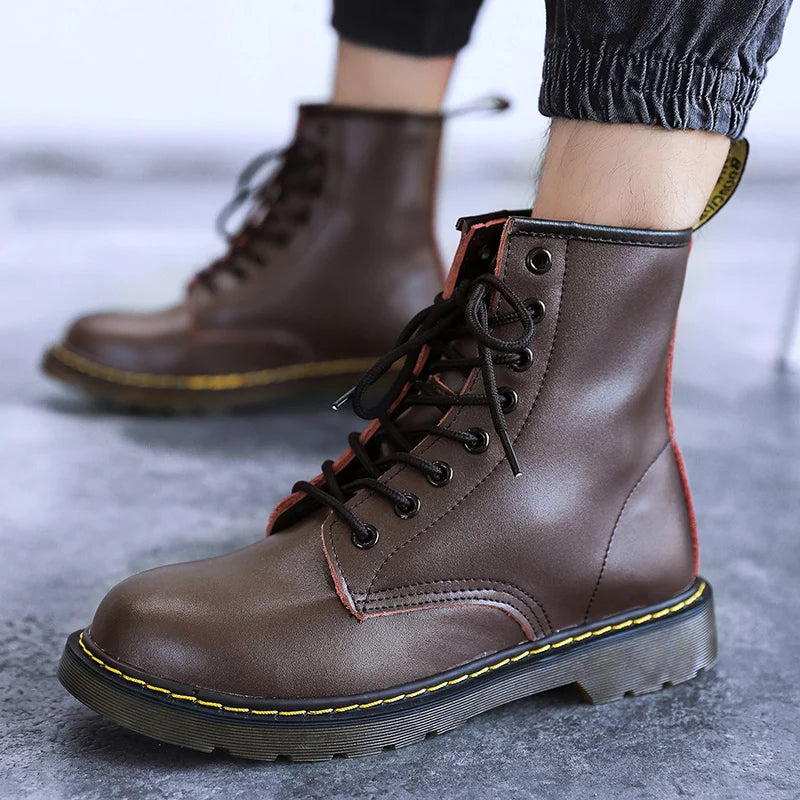 Bottines Rangers à lacets en similicuir - Modèle Mixte
