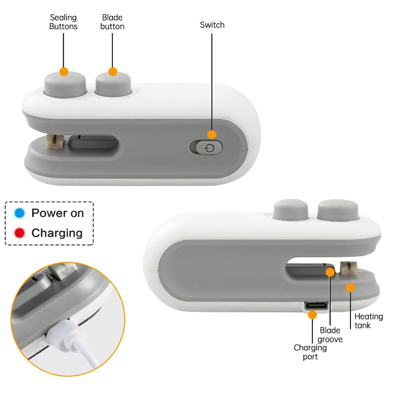Mini Scelleuse Thermique 2-en-1 - Scelle & Ouvre vos Sachets