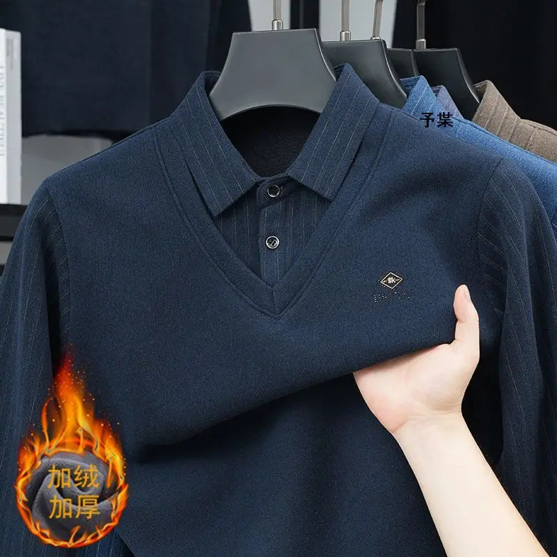 Pull Polaire 2 en 1 avec Chemise à Rayures - Homme