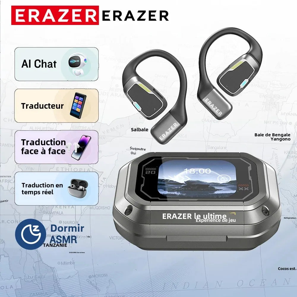 Écouteurs Bluetooth 5.4 Erazer XP6 écran tactile - Traducteur 31 langues intégré