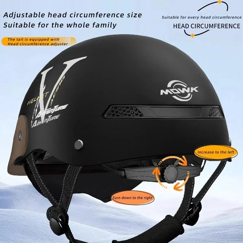 Casque Moto/Vélo avec Visière Vintage pour Femme – Respirant & Réfléchissant – Homme Femme