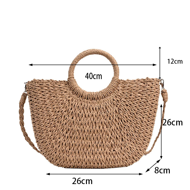 Panier d'été en Osier 2 en 1 à Bandoulière Amovible