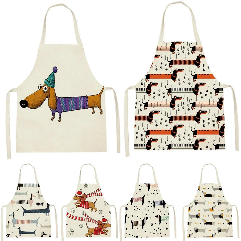 Tablier de Cuisine en Lin à Motif Chien Teckel