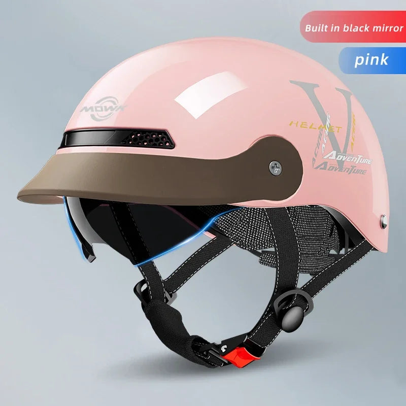 Casque Moto/Vélo avec Visière Vintage pour Femme – Respirant & Réfléchissant – Homme Femme