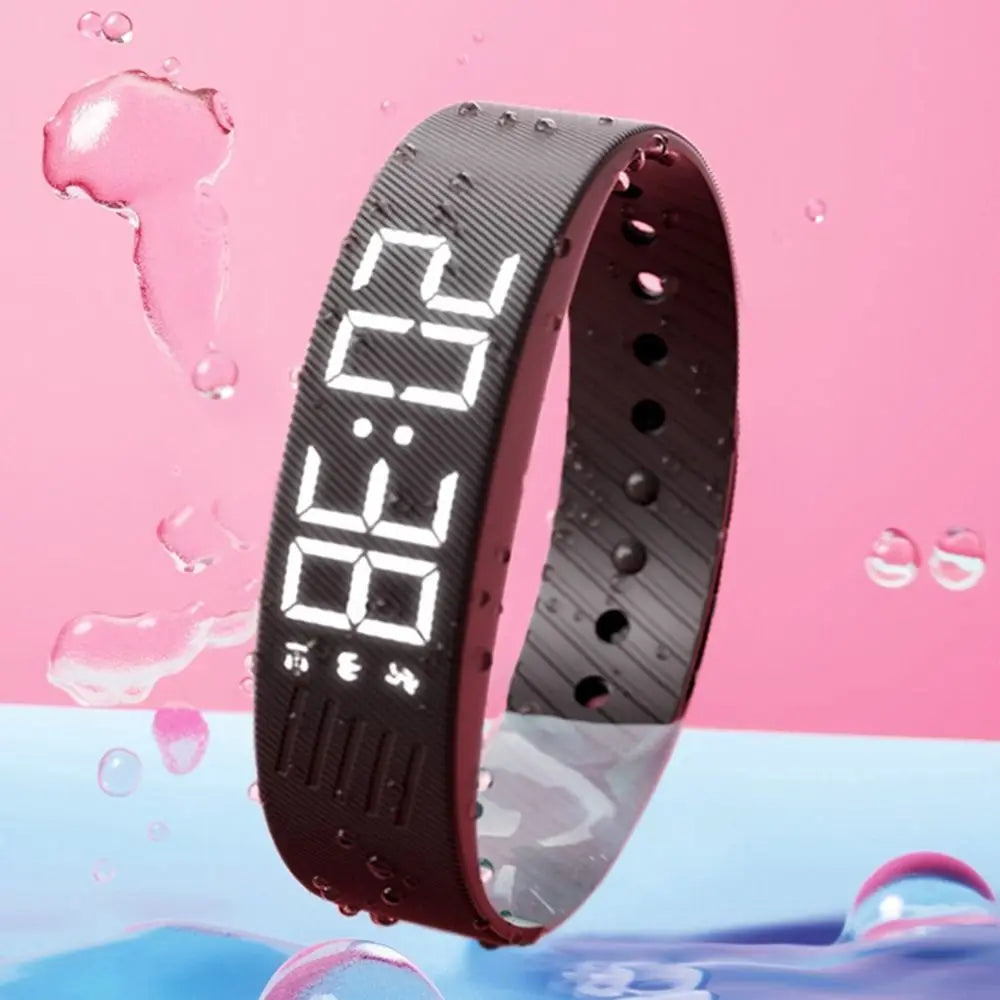 Bracelet Réveil Vibrant Étanche – Horloge LED avec Alarme, Podomètre et Bracelet Réglable