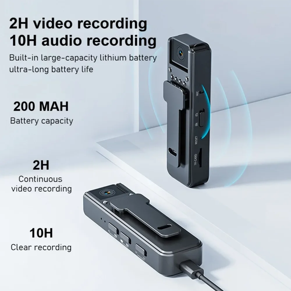 Mini Caméra 2 en 1 Dictaphone à Clip - Vision Nocturne HD