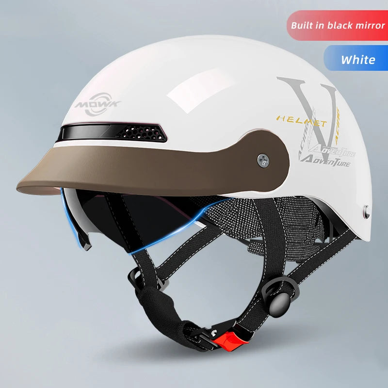 Casque Moto/Vélo avec Visière Vintage pour Femme – Respirant & Réfléchissant – Homme Femme