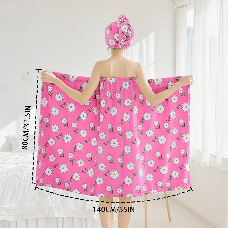 Ensemble 2PCS de Bain - Serviette & Turban en Microfibre ULTRA Absorbande