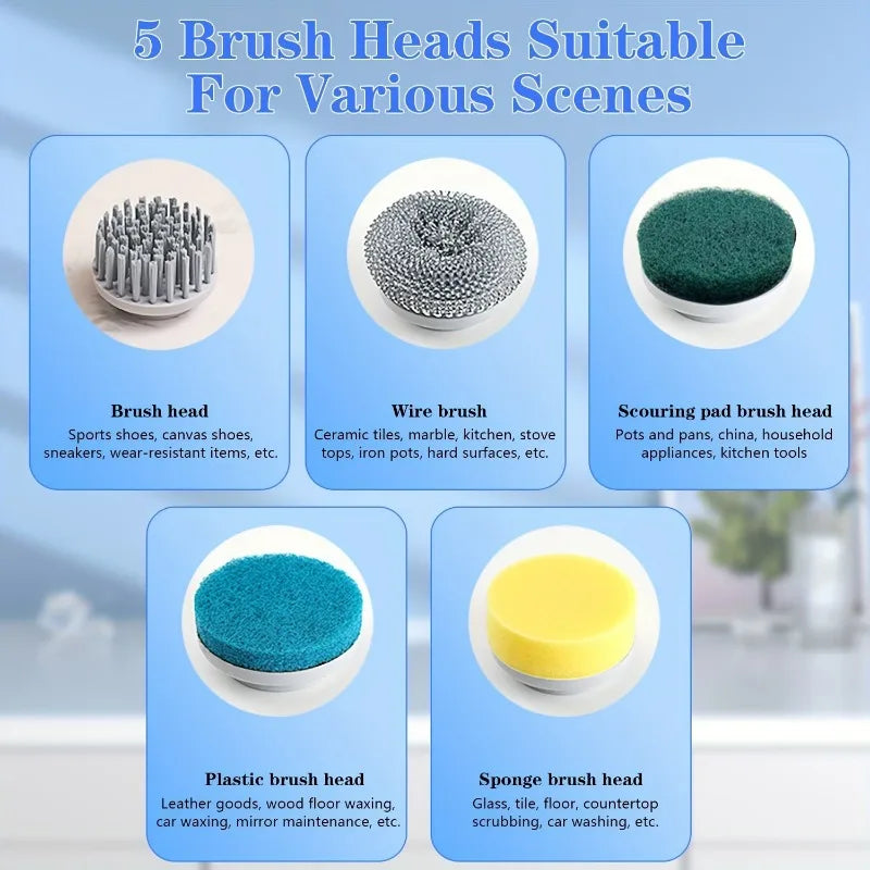 Brosse Électrique 5-en-1 – Nettoyage Complet & Rapide