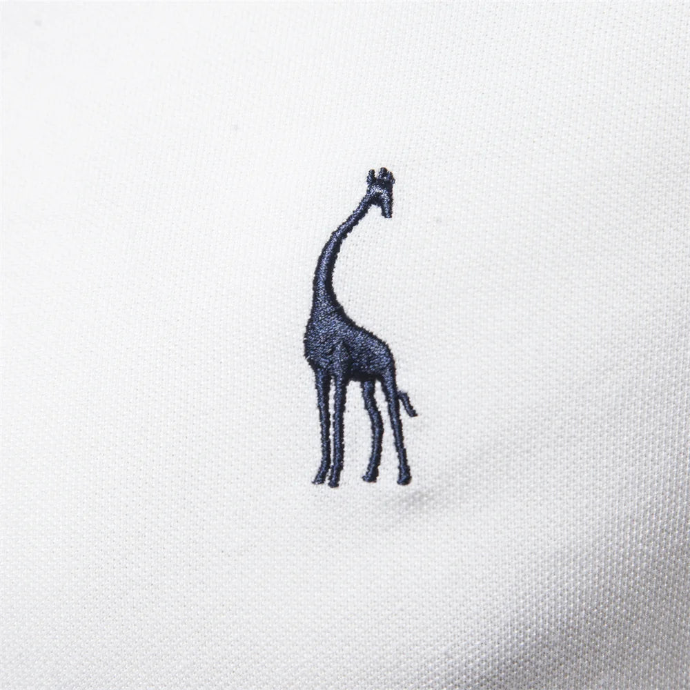 Polo brodé Girafe à Manches Courtes en Coton pour Homme