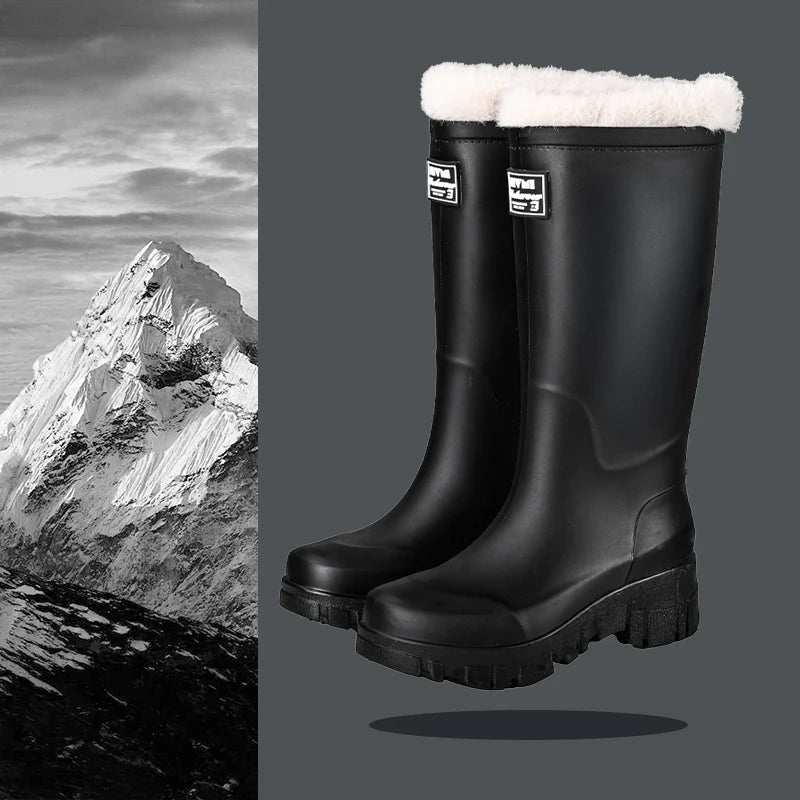 Bottes de Pluie Montantes à Doublure Chaude - Femme
