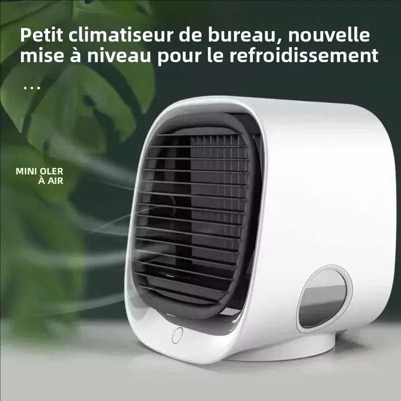 Rafraîchisseur d’Air Portable USB – Mini Climatiseur avec Brumisateur, Ventilateur de Bureau Rechargeable