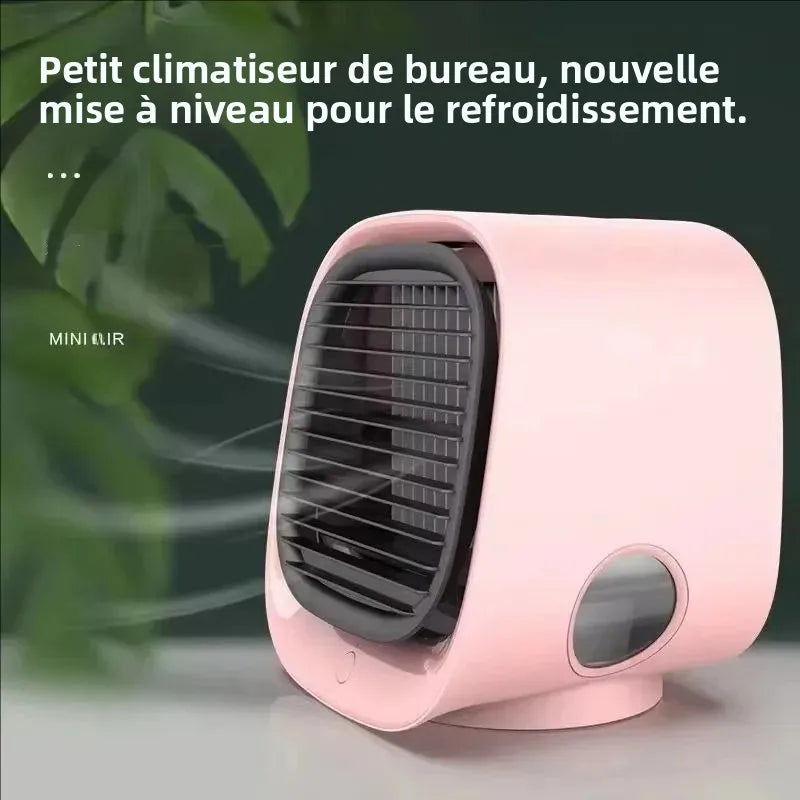 Rafraîchisseur d’Air Portable USB – Mini Climatiseur avec Brumisateur, Ventilateur de Bureau Rechargeable