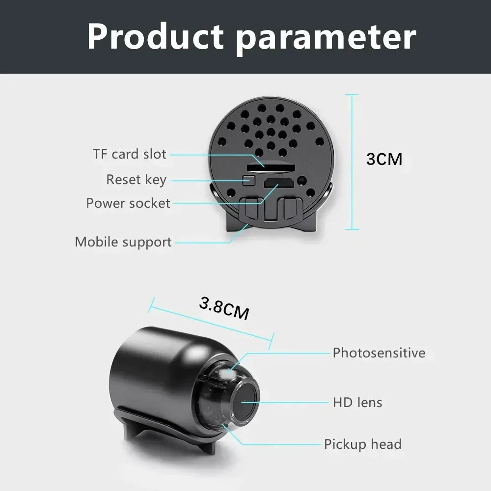Mini Caméra Ultra Discrète 128 gb- Détecteur de Mouvement