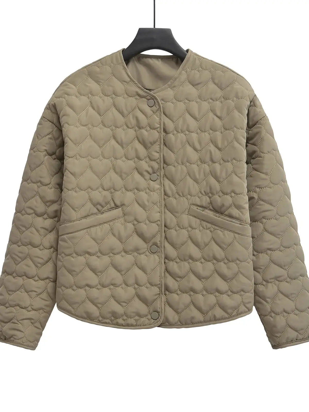 Veste rembourrée à manches longues et col rond - Motif Coeur