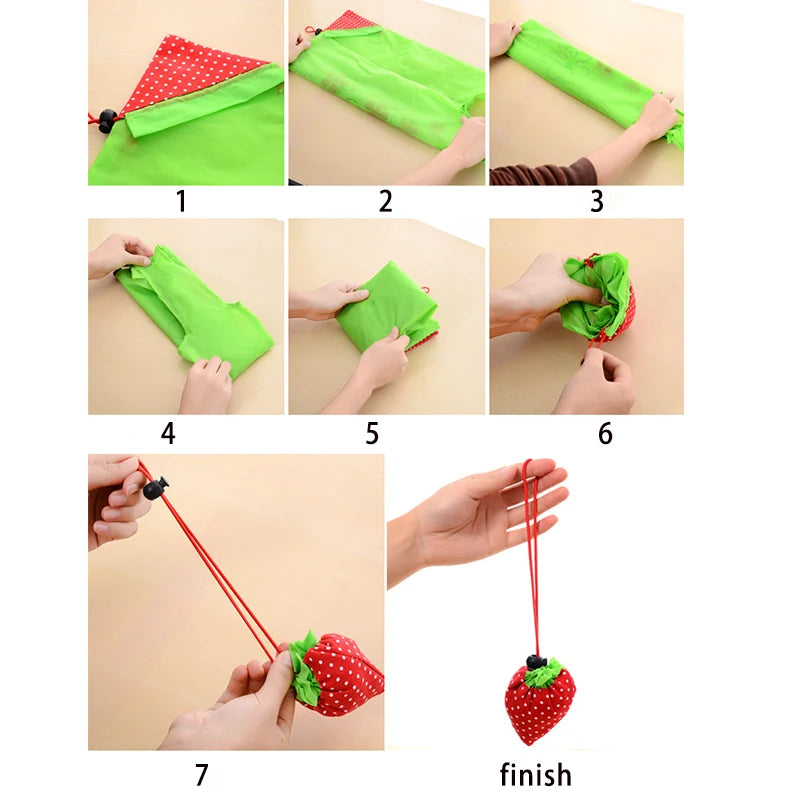 STRAWBY - Sac de Course Réutilisable & Pliable en Fraise - 1 ACHETÉ = 1 OFFERT