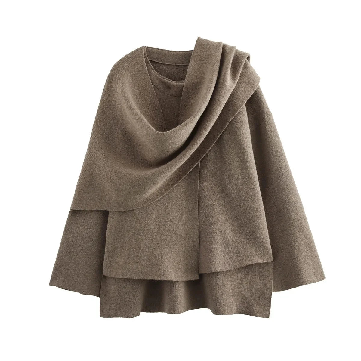 Manteau Cape Ample 2 en 1 avec Écharpe