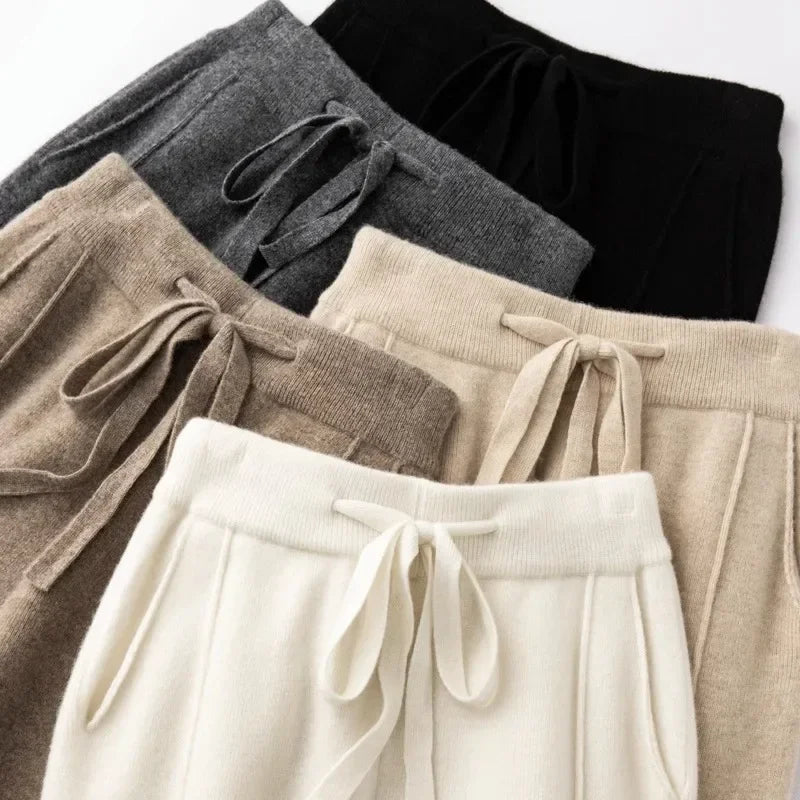 Pantalon en Maille tricoté Coupe droite & Taille élastique