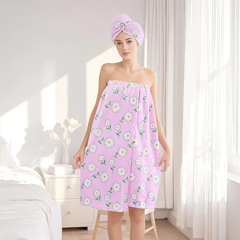 Ensemble 2PCS de Bain - Serviette & Turban en Microfibre ULTRA Absorbande