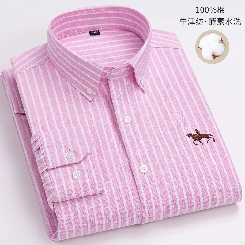 Chemise Homme Oxford Coton Rayé Classique