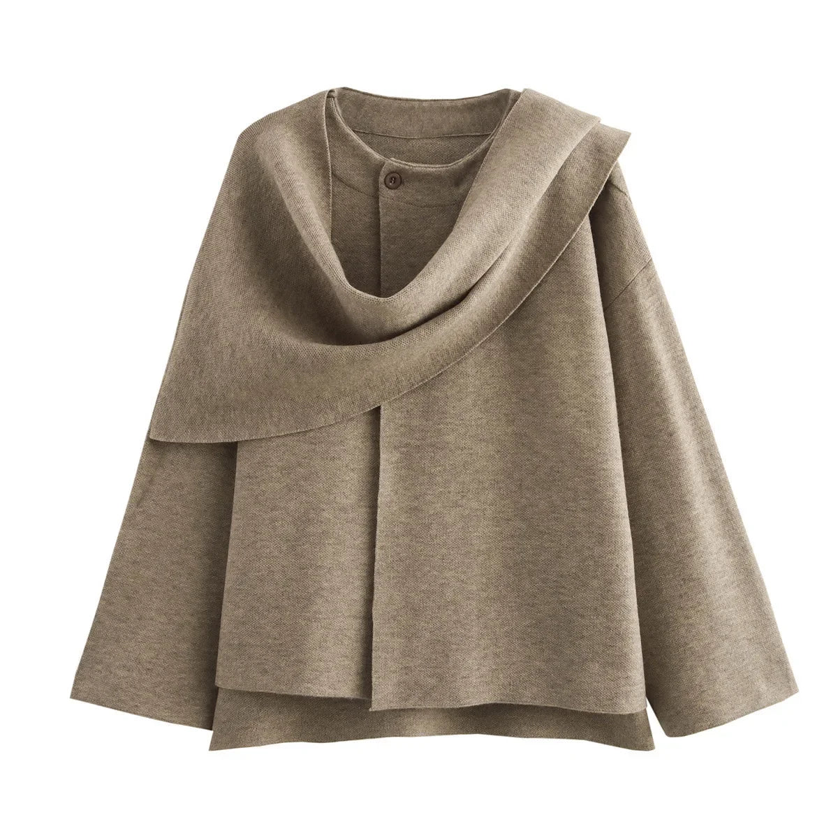 Manteau Cape Ample 2 en 1 avec Écharpe