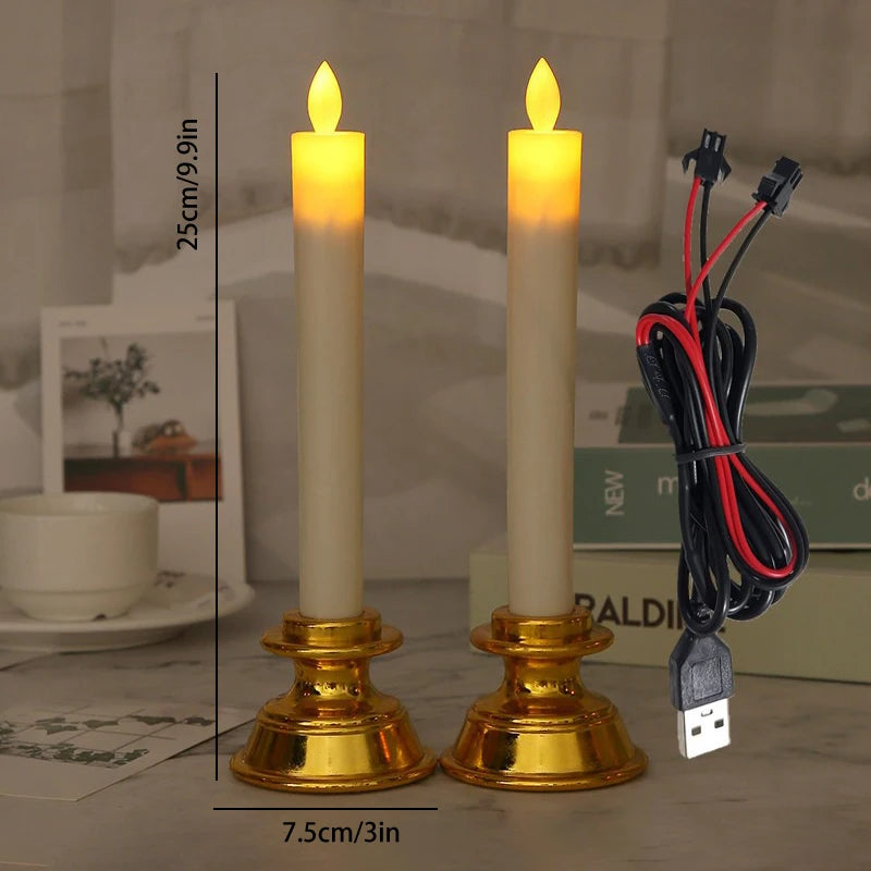 Lot de 2 Bougies Cierges Chandelier à LED