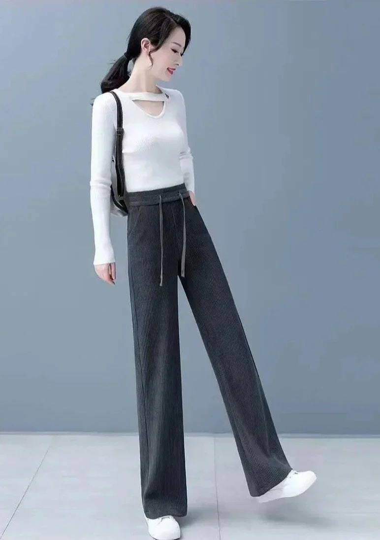 Pantalon en velours côtelé ample Femme - Intérieur fourrure