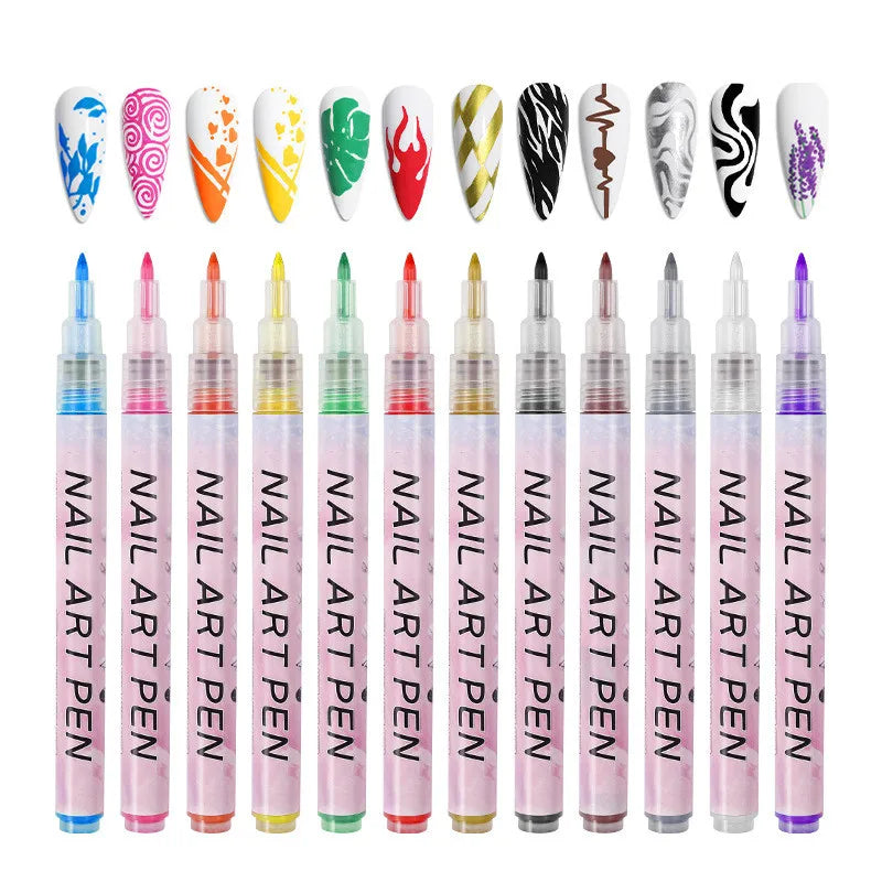 12x Stylos à Nail Art Colorés pour Manucure