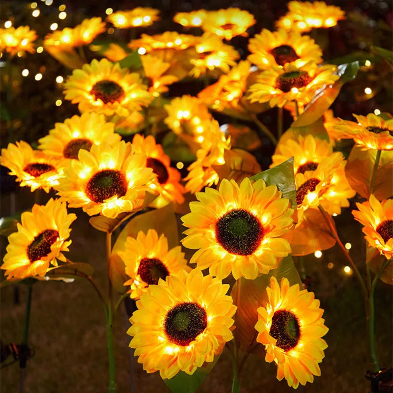 Lot de 3 Lampes Solaires LED Tournesol – Éclairage Décoratif pour Jardin, Pelouse & Cour