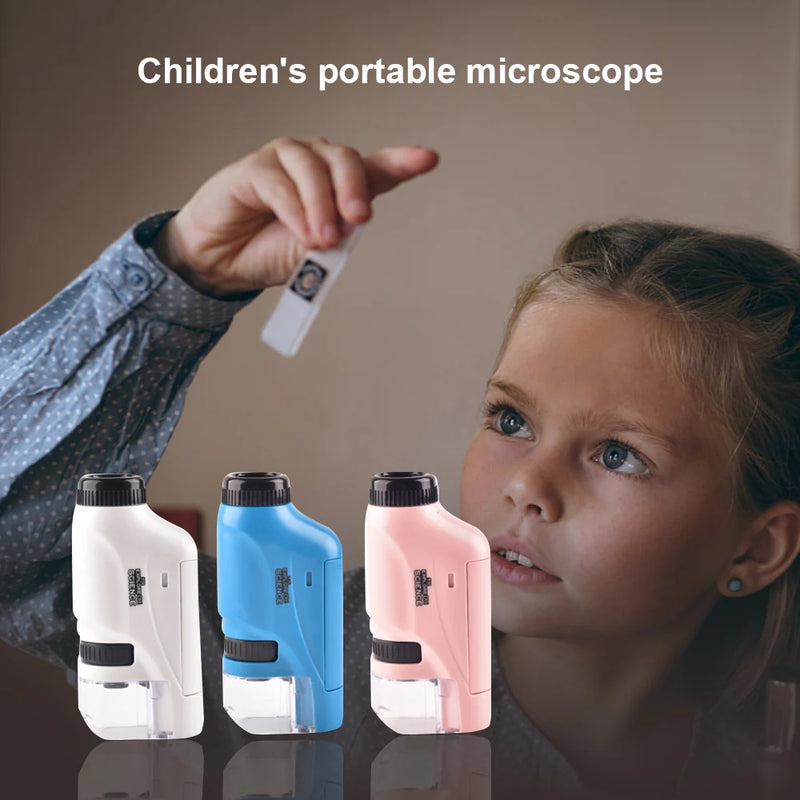 Mini kit de microscope de poche avec lumière LED + Lamelles préparées OFFERTES