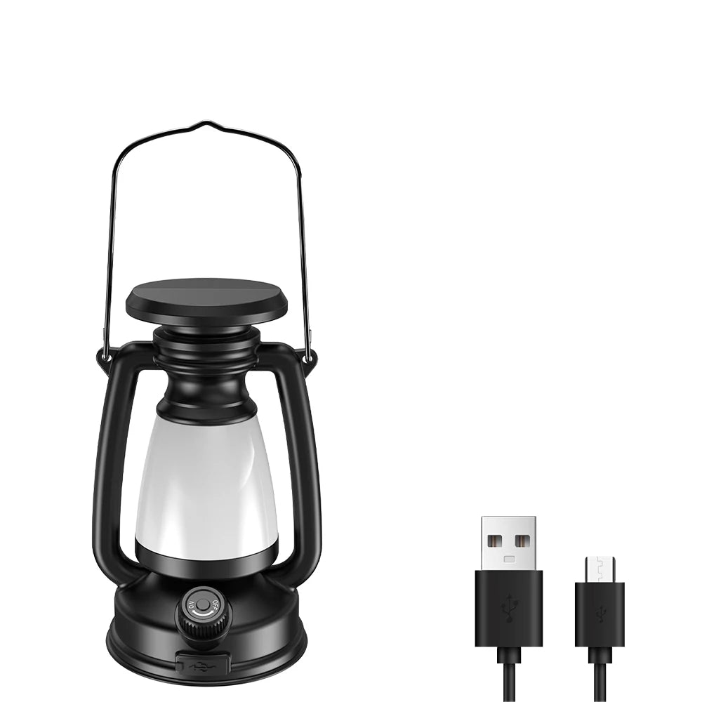 Lanterne Rétro Camping LED Solaire & USB - 3 Modes de Lumière