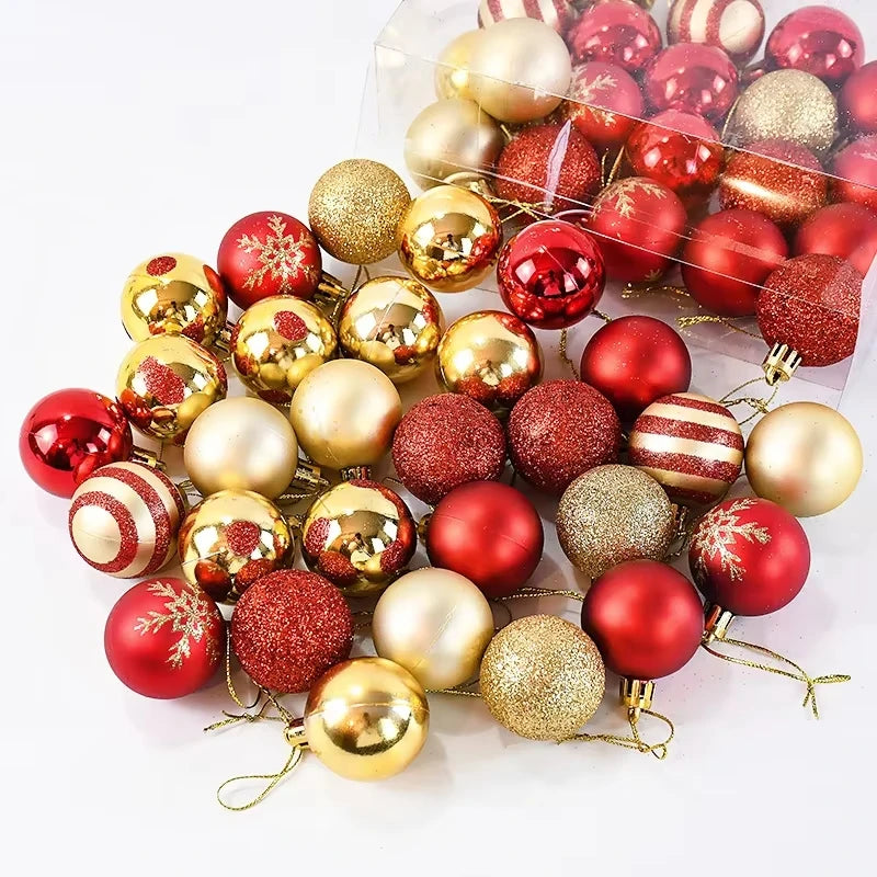 Ensemble de 50 Boules de Noël pour Sapin Rouge & Doré