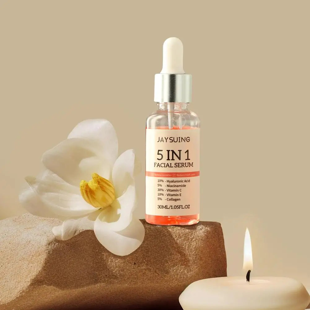Sérum Visage 5 en 1 : Hyaluronique, Nicotinamide, Vitamine C et E & Collagène