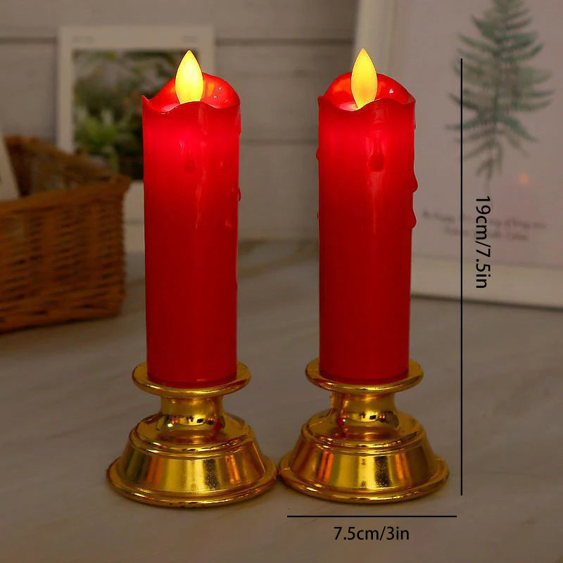 Lot de 2 Bougies Cierges Chandelier à LED