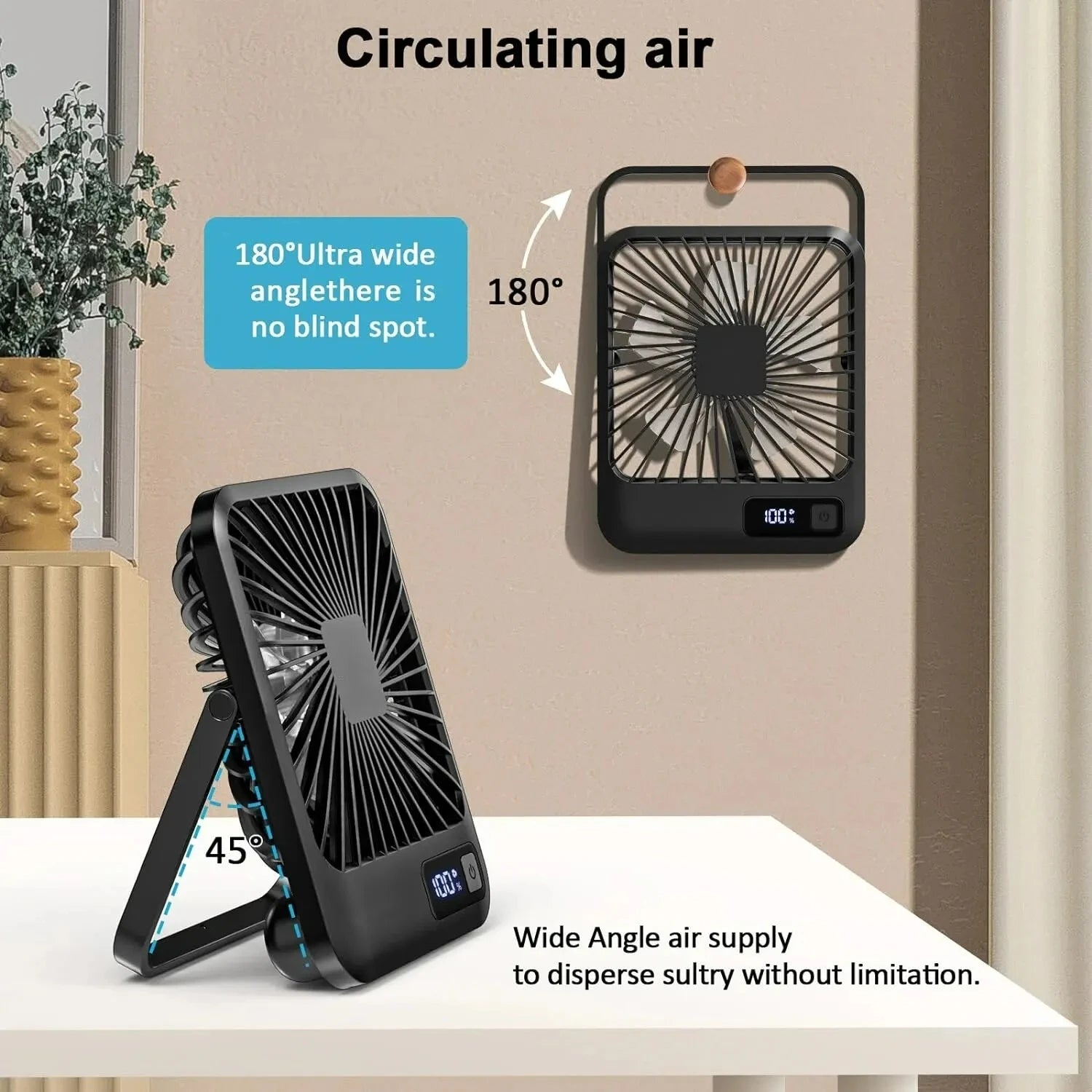Ventilateur Compact USB à Tête Pivotante 180°